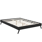 Modway Loryn Vinyl Queen Bed Frame with Round Splayed Legs - Black-Solid Wood Frame