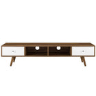 Modway Transmit 70" Media Console Wood TV Stand - Walnut White-Smooth Wood Grain laminate