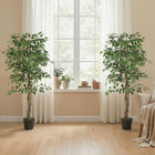 Outsunny - Arbre de ficus artificiel en pot 5,3 pi pour décoration intérieure de la maison - vert - Paquet de 2-La plante comprend 1008 feuilles qui apportent une sensation naturelle à votre pièce 