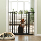 PawHut 30"-41" Extra Wide Pet Gate Barrier with Small Door - 35"H - Black-Comes with the bottom locking block, it enhances the stability