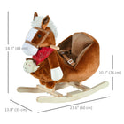 Qaba - Cheval à bascule bébé - porteur en peluche - marron-Comprend une marionnette assortie pour un jeu interactif 
