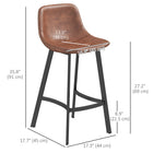 HOMCOM 27" Counter Height Industrial Kitchen Bar Stools - Brown - 2 Pack-Lower footrest prevents legs from dangling around
