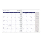 Blueline - 2026 Agenda mensuel DuraGlobe avec papier en fibre de bambou - 8-7/8 po x 7-1/8 po - Couleurs assorties - Bilingue-Calendriers de référence du mois précédent, du mois courant et des trois suivants sur chaque page double