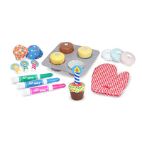 Melissa & Doug Bake & Decorate Cupcake Set -Colourful wooden play-food set