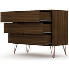 Manhattan Comfort Rockefeller 35.24" Mid-Century Modern 3-Drawer Dresser 2-Piece Set - Brown-Fashionable Wire Splayed Legs Made of Metal for Extra Durability.