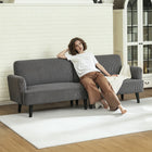 HOMCOM - Canapé moderne 3 places en velours côtelé avec pieds en bois de caoutchouc - gris-Profitez de l'assise spacieuse de 74,8 po (190 cm), offrant beaucoup d'espace pour se détendre 