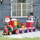 Outsunny 8' Inflatable Train with Santa Claus Christmas Decoration-Includes eight stakes, eight drawstrings and a sandbag to keep it anchored on windy nights 