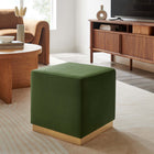 Modway Tilden 17" Square Performance Velvet Upholstered Ottoman - Moss Green/Natural-Dense Foam Padding