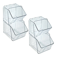 Azar Clear Organizer Two-Tier Extra Small Plastic Storage Bin - 10.25" x 5.25"x 5.12" - Clear - 2 Pack-Space-saving two-tier design creates vertical organization without added bulk