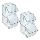 Azar - Bac de rangement en plastique extra-petit à deux niveaux - 10,25 po x 5,25 po x 5,12 po - Transparent - Paquet de 2-Le design à deux niveaux économe en espace crée une organisation verticale sans volume supplémentaire