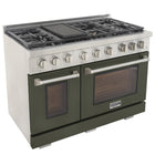 Kucht 48" KFX-X Series Pro Style Propane Gas Range - Stainless Steel/Olive Green-Product dimensions 27.75" L x 48" W x 36" H