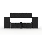 Cat RTA Garage Storage Cabinetry 13-Piece Set with 2 Lockers, 5 Walls, 2 Bases, 2 Drawer-Bases and 2 72" Workbenches-13-Piece Cabinet & Workbench Set: Two 36" heavy-duty lockers, four base cabinets, five wall cabinets, and 2 72" workbenches deliver practical storage and workspace.
