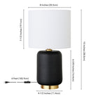 Hudson&Canal - Lampe de table en céramique Lambert de 38 cm de haut avec abat-jour en tissu, - Noir mat/blanc-Nettoyer avec un chiffon doux et sec, sans produits chimiques agressifs ni produits de nettoyage abrasifs