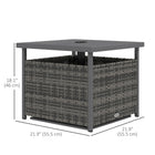 Outsunny 22" Outdoor Rattan Wicker Patio Coffee Table with Umbrella Hole - Mixed Grey-Made of powder coated steel frame for robust and stable