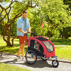 Aosom - Remorque de vélo pour chien 2-en-1, poussette pour animaux, chariot, wagon de vélo pour voyage, rouge-Système de suspension pour une conduite en douceur 