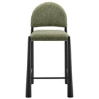 Modway Hayley Upholstered Fabric Counter Stool - Black Leaf-Fully Assembled