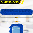 Gritt Commercial Microfiber Looped Dust Mop Pad Head - 60" x 5" - Blue - 6 Pack-Cleans many surfaces: the microfiber dust mop head covers a large area and is designed to leave all flooring clean and steak-free