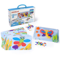 Miniland Pegs 3/8" - 6 Pattern Cards - 180 Pegs-Quality peg learning sets are one of the best ways to engage your children in fine motor development, constructions skills and problem solving