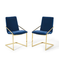 Modway Pitch Performance Velvet Dining Armchair - Gold/Navy - 2 Pack-Modern Dining Chair