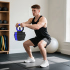 Soozier 4-in-1 Adjustable Dumbbell Set - 66 lb Free Weights Set - Blue-Non-slip handlebars, making it easy to hold and lift 