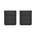 Manhattan Comfort Evelyn 20" Modern 3-Drawer Nightstand 2-Piece Set - Charcoal Grey-Modern Nightstand for Bedroom and Living Room Use. Set of 2