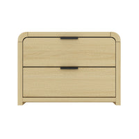 Manhattan Comfort Grace 28" Modern Nightstand - Natural Oak/Black-Modern Nightstand for Bedroom and Living Room Use