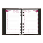 Brownline 2027 CoilPro Daily Planner Twin-wire binding, lizard-like hard cover - 8" x 5" - Black-Twin-wire binding with hard lizard-like cover