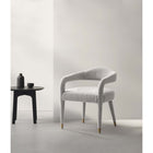 Manhattan Comfort - Chaise de salle à manger Aspen 59 cm style mid-century moderne avec accoudoirs, revêtement en tweed, coloris Silver Lining-Cadre en bois de bouleau séché au four avec assemblages à tourillons et coins renforcés