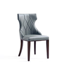 Manhattan Comfort - Lot de 2 chaises de salle à manger traditionnelles Reine 19,7 po en similicuir gris galet-Élégante couture en losanges