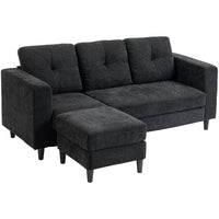 HOMCOM - Canapé sectionnel en forme de L 76 po avec méridienne interchangeable - noir-Utilisé comme canapé en forme de L gauche ou en forme de L droite grâce à la méridienne interchangeable 