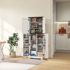 HOMCOM 64" H Kitchen Pantry Cabinet with Adjustable Shelves - White-Assembly required