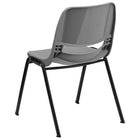 Flash Furniture - Chaise coquille grise, empilable et ergonomique de la série HERCULES avec cadre noir, capacité de 880 lb-Conception à dossier et siège en plastique gris aux contours ergonomiques