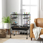 PawHut 43" Rolling Hamster Cage with Tunnel Tube System & Storage Shelf-Included multiple fun accessories for larger hamsters