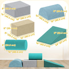 Qaba Climbing Toys for Toddlers - Soft Foam Climbing Blocks - Blue/Green-Removable cover supports hand or machine wash, always stays clean 