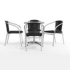 Flash Furniture 23.5'' Square Aluminum Indoor-Outdoor Table with 4 Black Rattan Chairs (TLH-ALUM-24SQ-020BKCHR4-GG)-Assembly Required