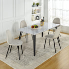 Homy Casa - Chaise de salle à manger rembourrée Charlton - Tissu Beige Ivoire avec pieds en métal noir - Paquet de 4-Dimensions Compactes : La chaise mesure 33,9" en hauteur, s'intégrant bien dans les espaces petits à moyens.