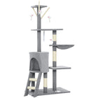 PawHut 53" H Multi-Level Cat Tree with Sisal Scratching Posts - Grey-Multi-use activity centre with cat condo, perch, ladder, hammock for endless entertainment 