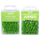JAM Paper Combo Pack Colourful Paper Clips - Standard & Jumbo - Lime Green - 100 Pack & 75 Pack -Colour: Lime Green