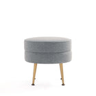 Manhattan Comfort Bailey 18.11" Mid-Century Modern Polyester Blend Upholstered Ottoman - Grey with Gold Legs - 2 Pack-18.11" L x 23" W x 17.32" H