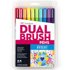 Tombow Dual Brush Pen, Bright, 10/Pack-"Bright" colour 10 pcs assortment set in plastic case