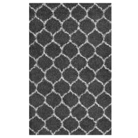 Modway Solvea Moroccan Trellis Shag Area Rug - 5 ft W x 8 ft L - Dark Grey/Ivory-Moroccan Trellis Shag Area Rug
