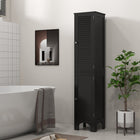 HOMCOM Tall Bathroom Cabinet with Shelves and Doors - Black-Louvered doors give a modern aesthetic touch