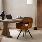 Homy Casa - Ensemble de 2 chaises pivotantes d'accueil pour bureau - Tissu en suède brun-Assise rembourrée en mousse haute densité pour un confort durable.