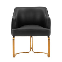 Manhattan Comfort - Chaise de salle à manger moderne Raya 25,2 po avec accoudoirs, revêtement en similicuir - Noir-Chaise de salle à manger moderne pour salle à manger et usage de chaise de travail