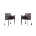 Manhattan Comfort - Lot de 2 fauteuils de salle à manger modernes Paris 21,65 po en similicuir gris-Chaise de salle à manger moderne parfaite pour la salle à manger et le bureau à domicile Lot de 2