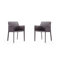 Manhattan Comfort - Lot de 2 fauteuils de salle à manger modernes Paris 21,65 po en similicuir gris-Chaise de salle à manger moderne parfaite pour la salle à manger et le bureau à domicile Lot de 2