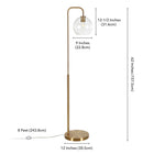 Hudson&Canal - Lampadaire Harrison Arc avec abat-jour en verre - Laiton/Transparent-Dimensions du produit : 12" L x 12" l x 62" H