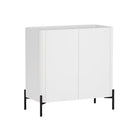 Manhattan Comfort Abbey Modern Accent Cabinet and Sideboard - White - Set of 2-Elevated Frame with Slim Legs For Easy Cleaning Underneath and an Airy, Modern Touch