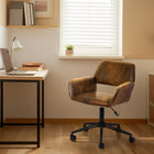 Homy Casa Industrial Adjustable Office Chair Suede Brown with Black Base-360-Degree Swivel: Enjoy full mobility and easy access to different areas of your workspace with the smooth 360-degree swivel function