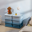 Qaba - Organisateur de rangement pour jouets pour enfants avec 6 bacs en plastique - bleu-Compact pour un rangement facile, et spacieux à l’intérieur des tiroirs de 3,7 gallons (14 L)  
